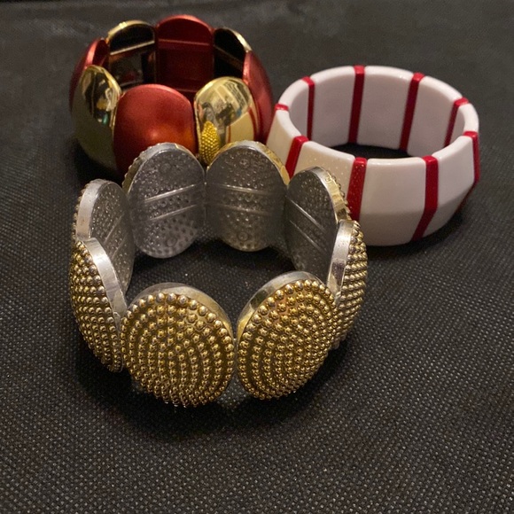 Lot of 3 Stretch Elastic Resin Boho Bracelets - Picture 4 of 12